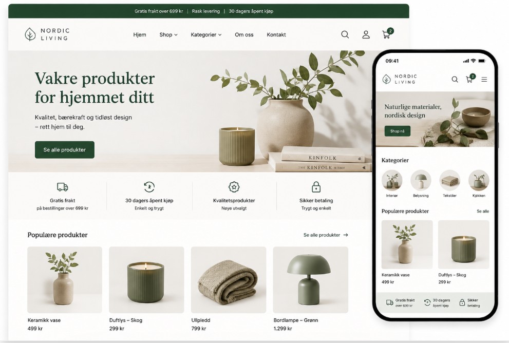 Hjelp til å sette opp nettbutikk
